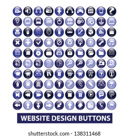 website internet design glossy circle isolated buttons set, vector