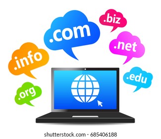 Website and Internet domain names conceptual vector EPS10 illustration on white background.