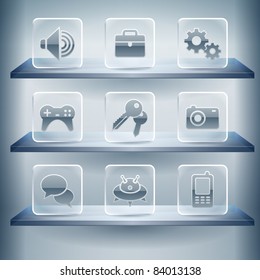 Website Internet Icons ,Transparent Glass Button