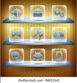 Website Internet Icons ,Transparent Glass Button