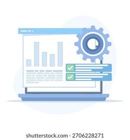 Website KPI metrics vector, quality improvement icon. Digital analytics dashboard, automation, sales statistics, data management, business performance, modern flat design illustration.