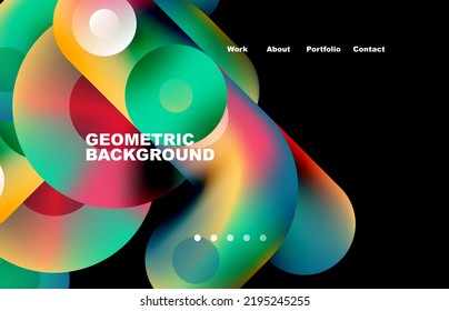 Website landing page abstract geometric background. Circles and round shapes. Web page for website or mobile app wallpaper
