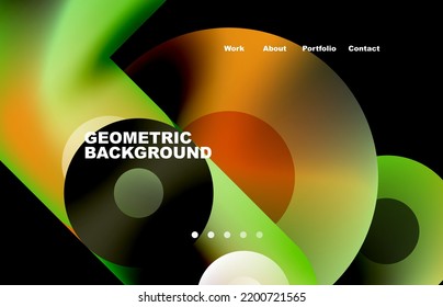 Website landing page abstract geometric background. Circles and round shapes. Web page for website or mobile app wallpaper