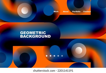 Website landing page abstract geometric background. Circles and round shapes. Web page for website or mobile app wallpaper