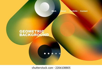 Website landing page abstract geometric background. Circles and round shapes. Web page for website or mobile app wallpaper