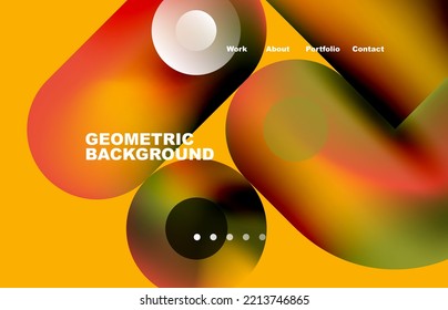 Fondo geométrico abstracto de la página de aterrizaje del sitio web. Círculos y formas redondeadas. Página web del fondo de pantalla de la página web o de la aplicación móvil