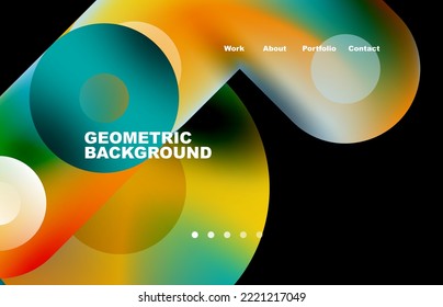 Website landing page abstract geometric background. Circles and round shapes. Web page for website or mobile app wallpaper