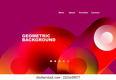 Website landing page abstract geometric background. Circles and round shapes. Web page for website or mobile app wallpaper