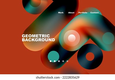 Website landing page abstract geometric background. Circles and round shapes. Web page for website or mobile app wallpaper