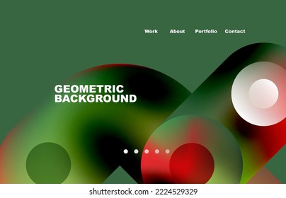Website landing page abstract geometric background. Circles and round shapes. Web page for website or mobile app wallpaper