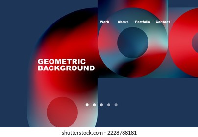 Website landing page abstract geometric background. Circles and round shapes. Web page for website or mobile app wallpaper