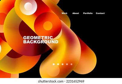 Website Landing Page abstrakte geometrische Hintergrund. Kreise und runde Formen. Webseite für Website- oder mobile App-Bildschirmhintergründe