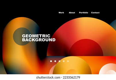 Fondo geométrico abstracto de la página de aterrizaje del sitio web. Círculos y formas redondeadas. Página web del fondo de pantalla de la página web o de la aplicación móvil
