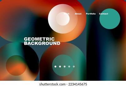 Website landing page abstract geometric background. Circles and round shapes. Web page for website or mobile app wallpaper