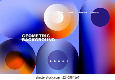 Website landing page abstract geometric background. Circles and round shapes. Web page for website or mobile app wallpaper