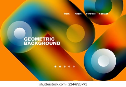 Website landing page abstract geometric background. Circles and round shapes. Web page for website or mobile app wallpaper