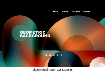 Website landing page abstract geometric background. Circles and round shapes. Web page for website or mobile app wallpaper
