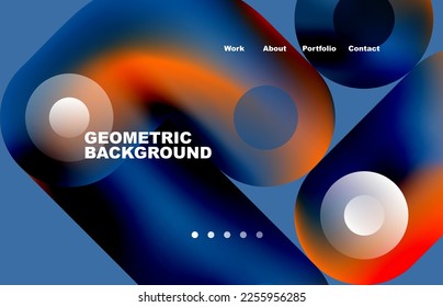 Website landing page abstract geometric background. Circles and round shapes. Web page for website or mobile app wallpaper