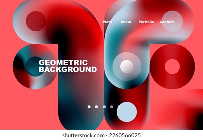 Website landing page abstract geometric background. Circles and round shapes. Web page for website or mobile app wallpaper