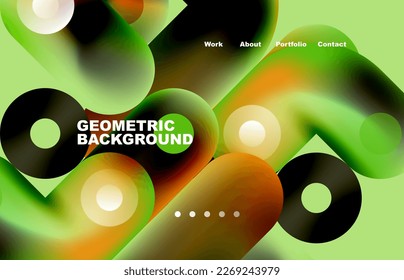 Website landing page abstract geometric background. Circles and round shapes. Web page for website or mobile app wallpaper