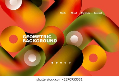 Fondo geométrico abstracto de la página de aterrizaje del sitio web. Círculos y formas redondeadas. Página web del fondo de pantalla de la página web o de la aplicación móvil