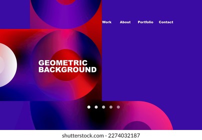 Website landing page abstract geometric background. Circles and round shapes. Web page for website or mobile app wallpaper