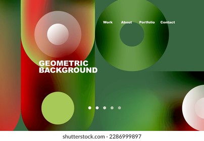 Website landing page abstract geometric background. Circles and round shapes. Web page for website or mobile app wallpaper