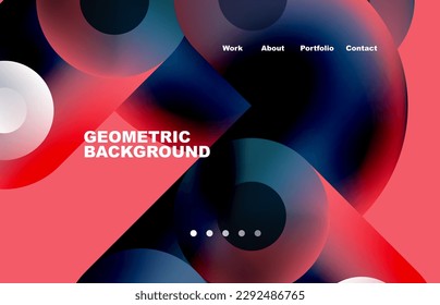 Website landing page abstract geometric background. Circles and round shapes. Web page for website or mobile app wallpaper