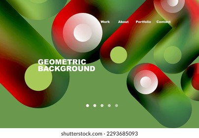 Website landing page abstract geometric background. Circles and round shapes. Web page for website or mobile app wallpaper