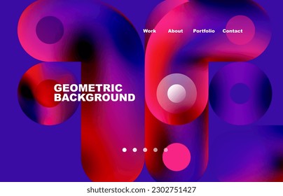 Fondo geométrico abstracto de la página de aterrizaje del sitio web. Círculos y formas redondeadas. Página web del fondo de pantalla de la página web o de la aplicación móvil