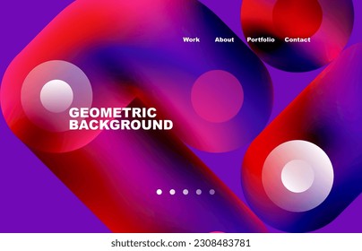 Website landing page abstract geometric background. Circles and round shapes. Web page for website or mobile app wallpaper