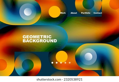 Website landing page abstract geometric background. Circles and round shapes. Web page for website or mobile app wallpaper