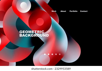 Fondo geométrico abstracto de la página de aterrizaje del sitio web. Círculos y formas redondeadas. Página web del fondo de pantalla de la página web o de la aplicación móvil