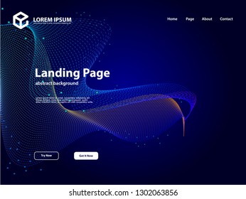 website landing page with abstract line art