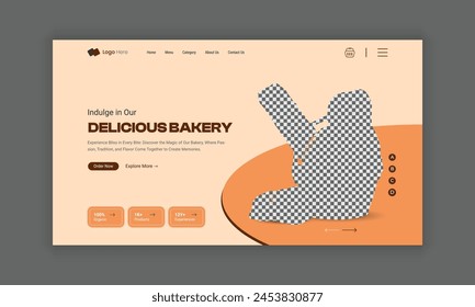 Website Zielseite für Bäckerei Shop, Startseite UI Design für Bäckerei Produkte, Website Header Banner Design