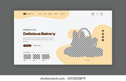 Website Zielseite für Bäckerei Shop, Startseite UI Design für Bäckerei Produkte, Website Header Banner Design