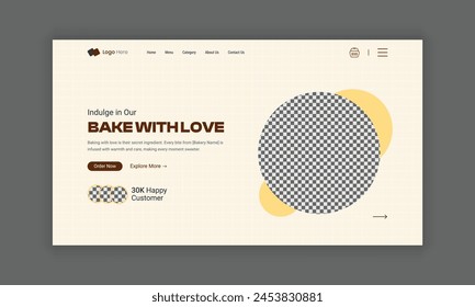 Website Zielseite für Bäckerei Shop, Startseite UI Design für Bäckerei Produkte, Website Header Banner Design