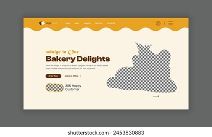 Website Zielseite für Bäckerei Shop, Startseite UI Design für Bäckerei Produkte, Website Header Banner Design