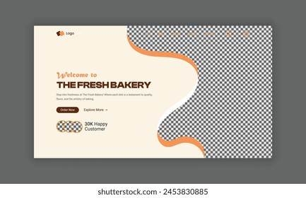 Website Landing Page for Bakery Shop, Home Page UI Design for Bakery Products, Website header Banner Design