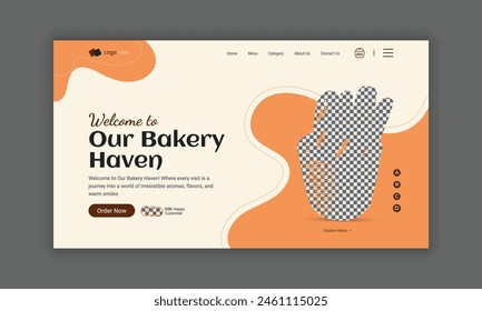 Sitio web Landing Page for Bakery Shop, Diseño de interfaz de usuario de página de inicio para Productos de panadería, Diseño de Anuncio de Sitio web, Plantilla de sección de héroe de Sitio web