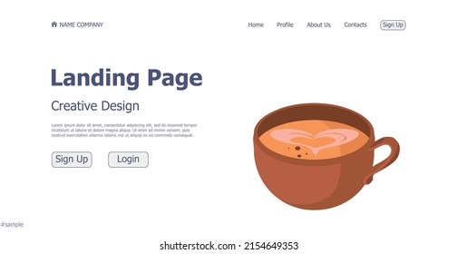 Website landing page coffee shop design concept - Vector illustration