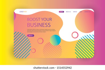 Website landing page with colorful lines concept for marketing, business, mobile app. Lines colorful web template for business. Template web page vector illustration.