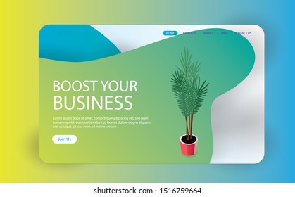 Website landing page with concept for marketing, business, mobile app. Web template for business. Template web page vector illustration.