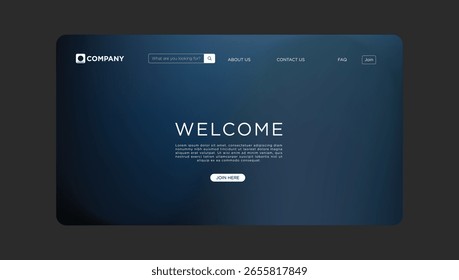 Website Landing Page Design Dunkelblauer Farbverlauf, Willkommensnachricht