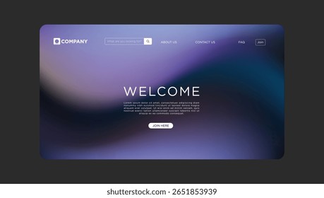Website Landing Page Design Gradient Background, Welcome Message

