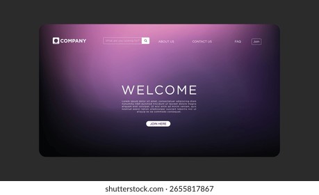 Website Landing Page Design Purple Gradient, Welcome Message