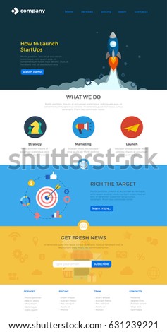 Website Landing page design vector template Flat style.
Webdesign flat with icons