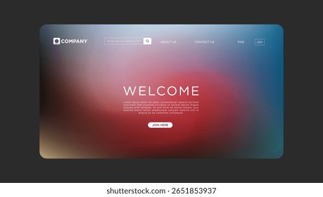 Website Landing Page Design Welcome, Gradient Background, Modern UI
