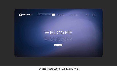 Website Landing Page Design Welcome, Gradient Background, Join Button

