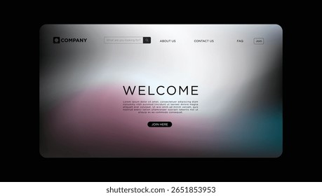 Website Landing Page Design Welcome Message, Gradient Background
